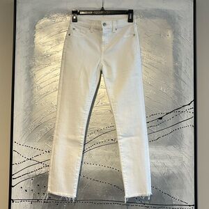 7 For All Mankind Mid Rise Frayed Ankle Denim Size 25 White